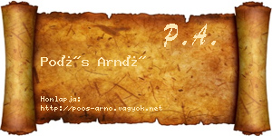 Poós Arnó névjegykártya